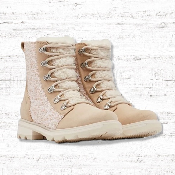 sorel phoenix lace leather bootie